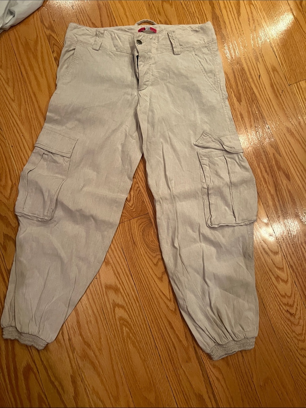 Alice + Olivia Beige Cargo Jogger Pants